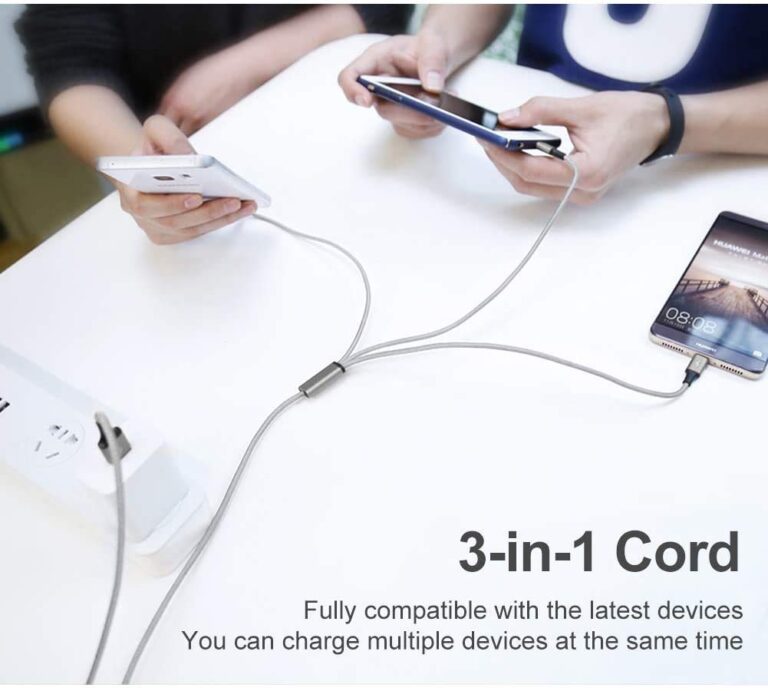 Multi USB Charging Cable 3A, 3 in 1 Fast Charger Cord Connector with Dual Phone/Type C/Micro USB Port Adapter, Compatible with Tablets, iPhone 51hblnxs5ml. sl1001