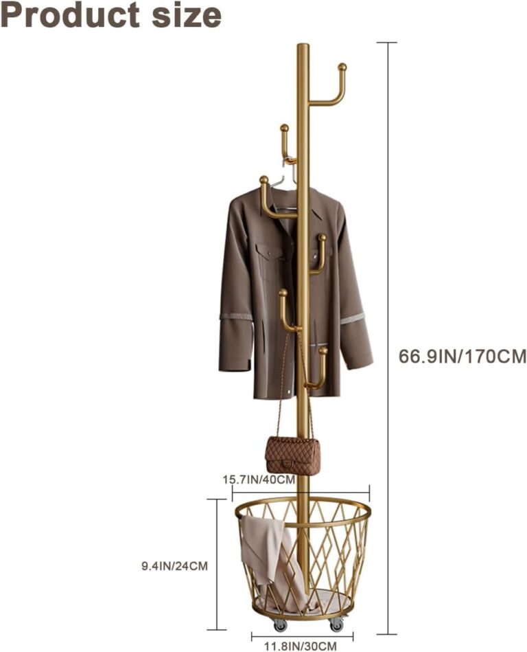 Modern Gold Tree Coat Rack with Catch-All Basket 51xkgajg fl. ac sl1250