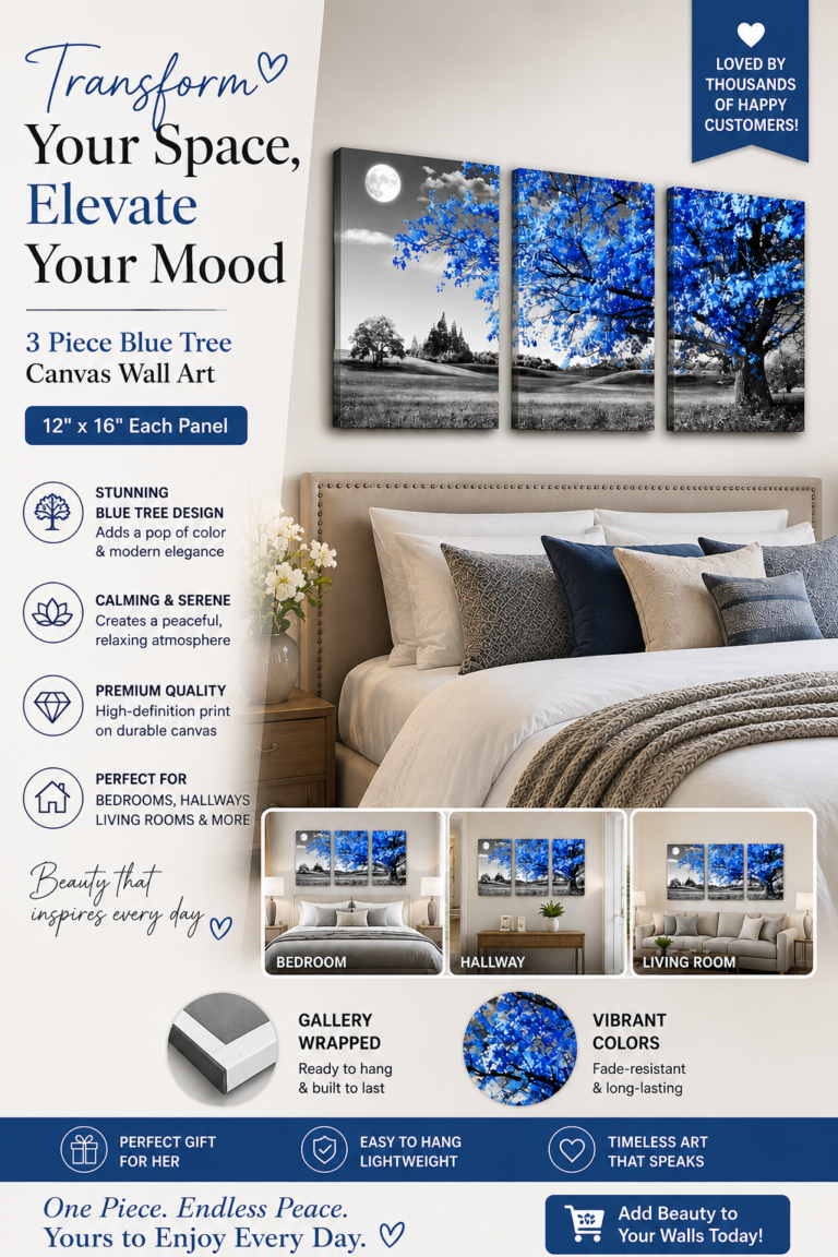 Blue Tree Under Moon Canvas Artwork – Contemporary Living Room Wall Decor 5677d6c9 ce95 4691 aac7 38bb2ff30b8d