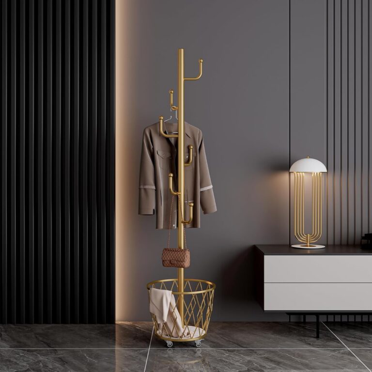 Modern Gold Tree Coat Rack with Catch-All Basket 716gq6w8nfl. ac sl1500
