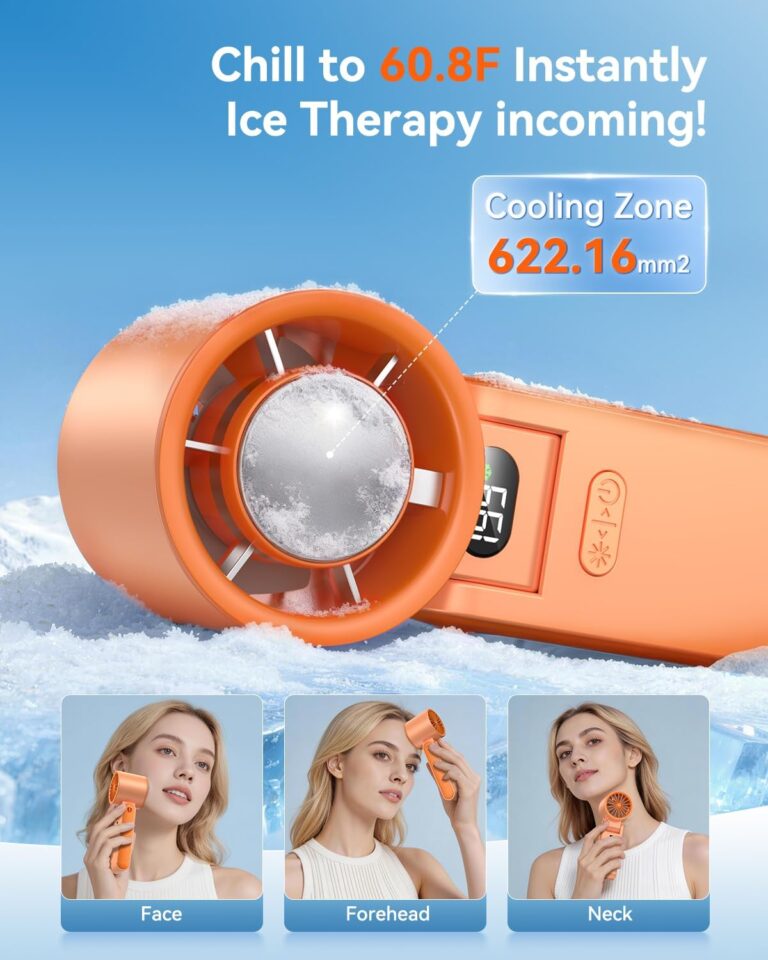 Portable Handheld Turbo Fan with Ice Cooler Plate – 199 Speeds & 5500mAh Battery (Orange) 71bt1rfdggl. ac sl1500