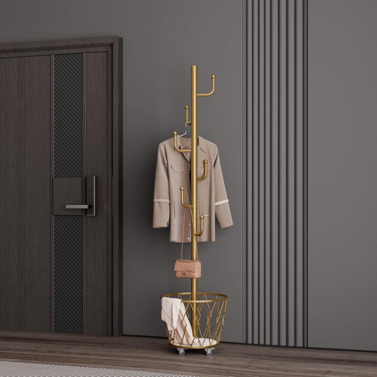 Modern Gold Tree Coat Rack with Catch-All Basket 71y dohtgzl. ac sl1500