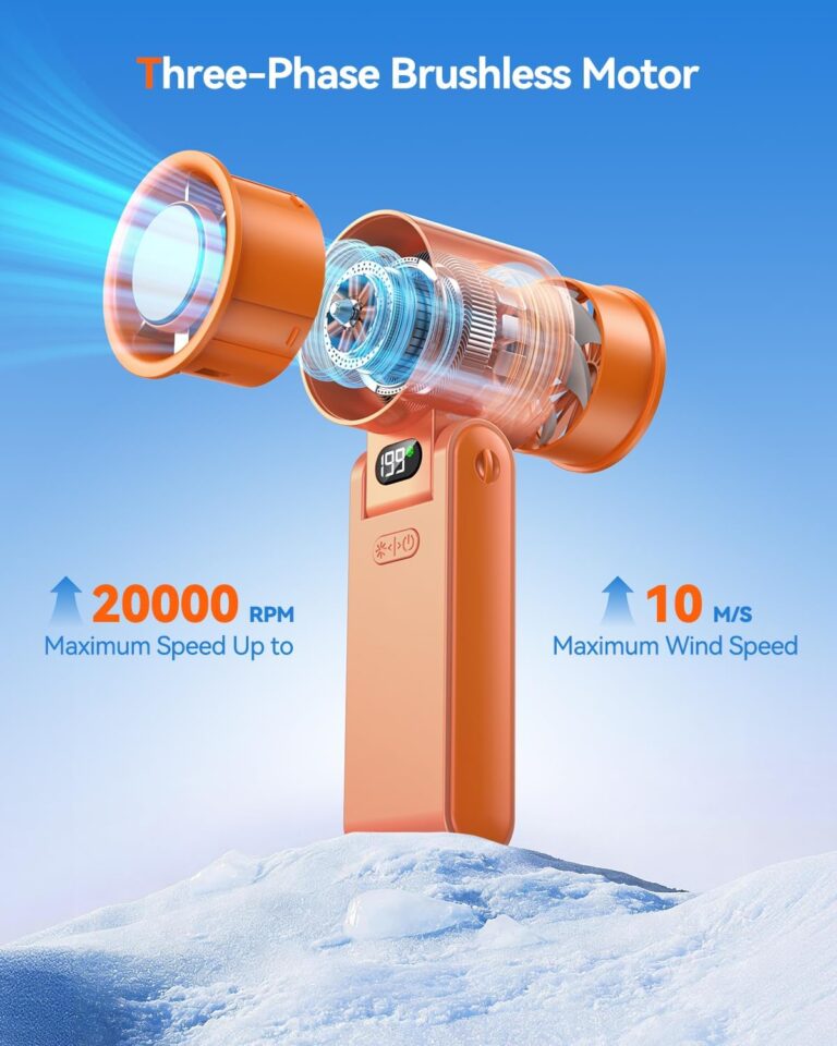 Portable Handheld Turbo Fan with Ice Cooler Plate – 199 Speeds & 5500mAh Battery (Orange) 71s5rm bxal. ac sl1500