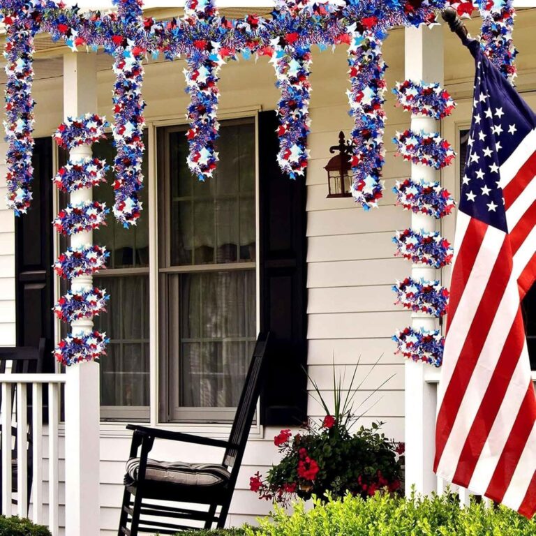 80" Vintage 4th of July Patriotic Tinsel Garland – Red, White, & Blue Metallic Twist for Independence Day Decorations 814s9vvytnl. ac sl1500